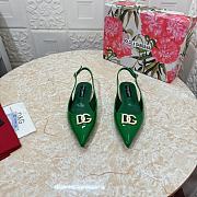 Dolce & Gabbana Patent Leather Slingback Flats Green - 1