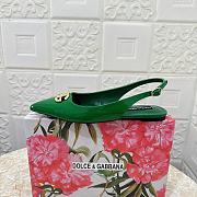 Dolce & Gabbana Patent Leather Slingback Flats Green - 5