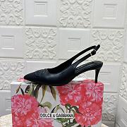 Dolce & Gabbana Logo Embossed Slingback Pumps In Black Leather 60mm - 3