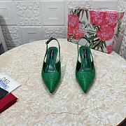 Dolce & Gabbana Logo Embossed Slingback Pumps In Green Leather 60mm - 1