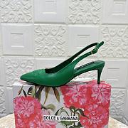 Dolce & Gabbana Logo Embossed Slingback Pumps In Green Leather 60mm - 4