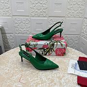 Dolce & Gabbana Logo Embossed Slingback Pumps In Green Leather 60mm - 2