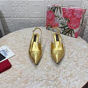 Dolce & Gabbana Logo Embossed Slingback Pumps In Gold Leather 60mm - 1