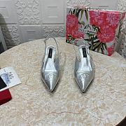 Dolce & Gabbana Logo Embossed Slingback Pumps In Silver Leather 60mm - 1