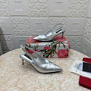 Dolce & Gabbana Logo Embossed Slingback Pumps In Silver Leather 60mm - 5