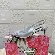 Dolce & Gabbana Logo Embossed Slingback Pumps In Silver Leather 60mm - 3