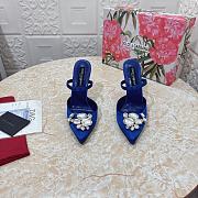 Dolce & Gabbana Satin Mules With Embroidery Blue 105mm - 1