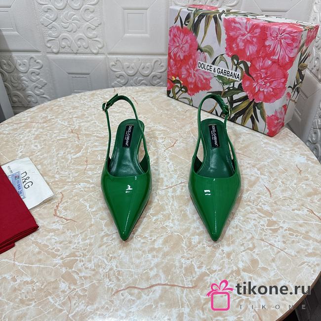 Dolce & Gabbana Patent Leather Slingbacks Green 30mm - 1