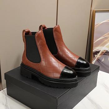 Chanel Short Boots Brown Calfskin Heel