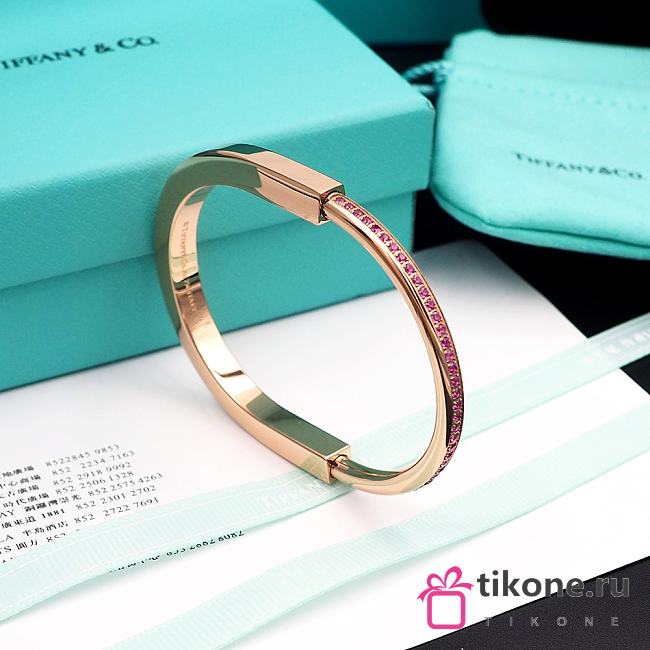 Tiffany Lock Bangle in Rose Gold with Pink Sapphires - 1