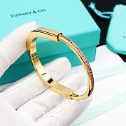 Tiffany Lock Bangle in Yellow Gold with Pink Sapphires - 4