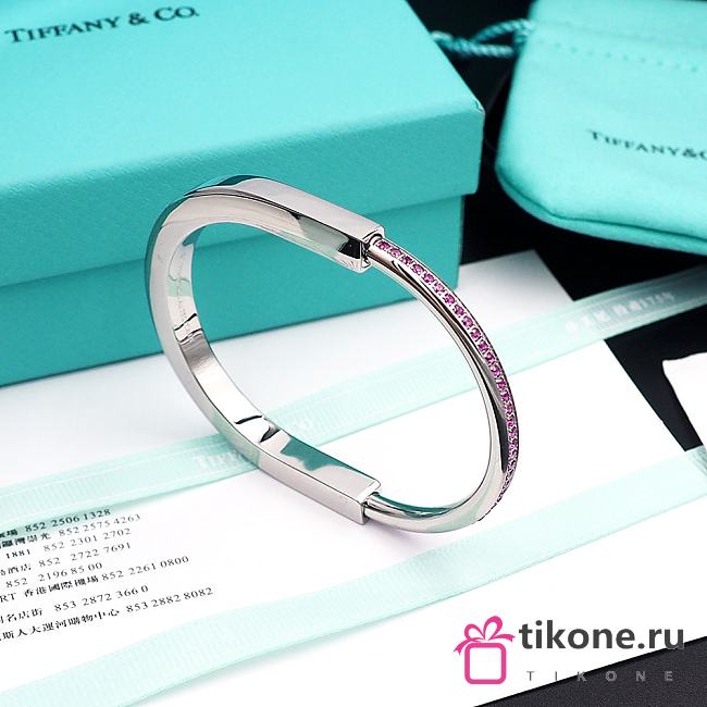 Tiffany Lock Bangle in White Gold with Pink Sapphires - 1