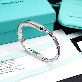 Tiffany Lock Bangle in White Gold with Pink Sapphires