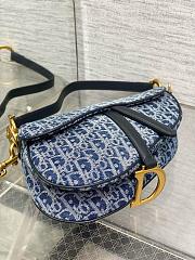 Saddle Bag with Strap Blue Denim Dior Oblique Jacquard - 25.5x20x6.5cm - 5