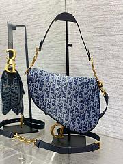 Saddle Bag with Strap Blue Denim Dior Oblique Jacquard - 25.5x20x6.5cm - 2