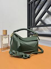 Loewe Mini Puzzle Bag In Classic Calfskin Bottle Green - 18x12.5x8cm - 1