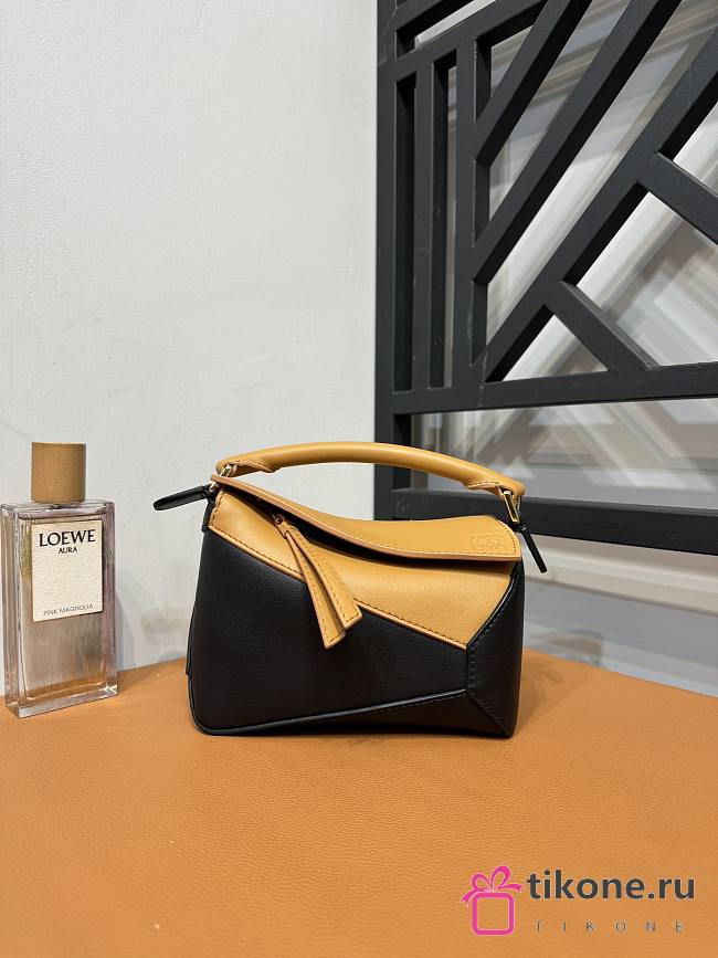 Loewe Mini Puzzle Bag In Classic Calfskin Warm Desert Black - 18x12.5x8cm - 1