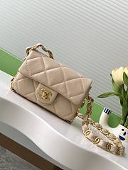 Chanel Small Flap Bag Lambskin Gold Tone Metal Beige -  14x21x7cm - 1