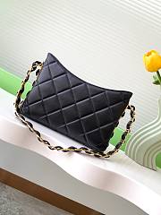 Chanel Hobo Handbag Lambskin Gold Tone Metal Black - 17×24×5cm  - 4