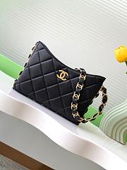 Chanel Hobo Handbag Lambskin Gold Tone Metal Black - 17×24×5cm  - 3