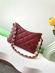 Chanel Hobo Handbag Lambskin Gold Tone Metal Burgundy - 17×24×5cm  - 4