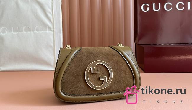 Gucci Blondie Mini Shoulder Bag Light Brown Suede - 21.5x11x8cm - 1