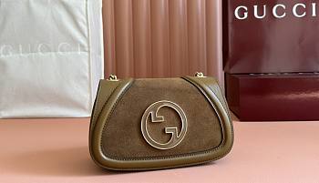 Gucci Blondie Mini Shoulder Bag Light Brown Suede - 21.5x11x8cm