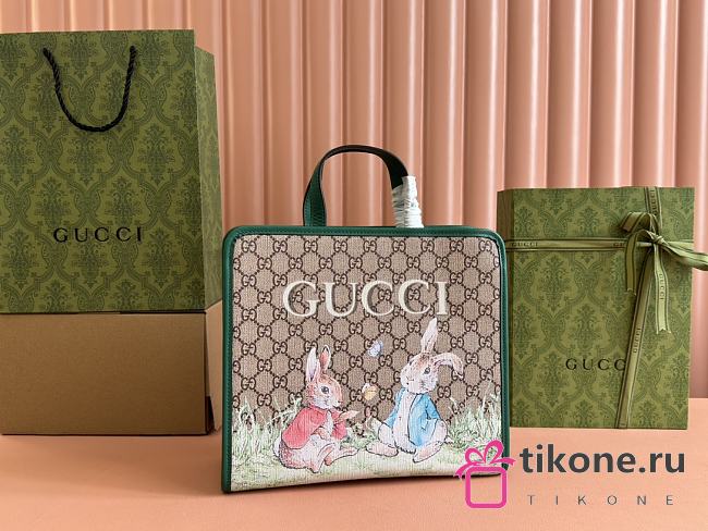 Gucci Peter Rabbit X Gucci Tote Bag Beige and Ebony GG Supreme - 28.5x25x11cm - 1