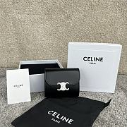 Celine Small Flap Wallet Triomphe In Shiny Calfskin Black - 10.5x8.5x4cm - 1