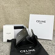 Celine Small Flap Wallet Triomphe In Shiny Calfskin Black - 10.5x8.5x4cm - 2