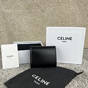 Celine Small Flap Wallet Triomphe In Shiny Calfskin Black - 10.5x8.5x4cm - 3