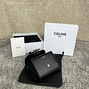 Celine Small Flap Wallet Triomphe In Shiny Calfskin Black - 10.5x8.5x4cm - 6