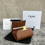 Celine Small Flap Wallet Triomphe In Shiny Calfskin Brown - 10.5x8.5x4cm - 3