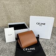 Celine Small Flap Wallet Triomphe In Shiny Calfskin Brown - 10.5x8.5x4cm - 4