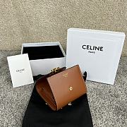 Celine Small Flap Wallet Triomphe In Shiny Calfskin Brown - 10.5x8.5x4cm - 2