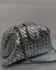 Bottega Veneta Small Lauren 1980 Silver Leather Clutch Bag - 20.5x15x7.5cm - 4