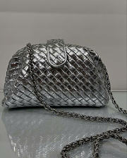 Bottega Veneta Small Lauren 1980 Silver Leather Clutch Bag - 20.5x15x7.5cm - 2