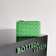 Bottega Veneta Medium Intrecciato Bi Fold Zip Wallet Green - 14.5x9.3x2cm - 1