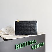 Bottega Veneta Medium Intrecciato Bi Fold Zip Wallet Black - 14.5x9.3x2cm - 1