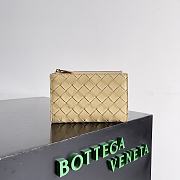 Bottega Veneta Medium Intrecciato Bi Fold Zip Wallet Beige - 14.5x9.3x2cm - 1