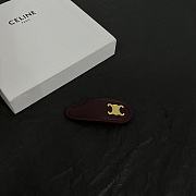 Celine Snap Hair Clip in Calfskin Brass with Gold Finish and Steel - 5