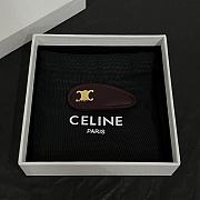 Celine Snap Hair Clip in Calfskin Brass with Gold Finish and Steel - 4