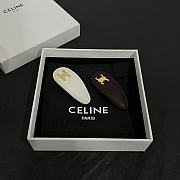 Celine Snap Hair Clip in Calfskin Brass with Gold Finish and Steel - 2