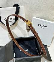 Celine Small Triomphe Belt in Taurillon Leather Chestnut 1.8cm - 4