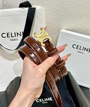 Celine Small Triomphe Belt in Taurillon Leather Chestnut 1.8cm - 2