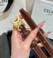 Celine Small Triomphe Belt in Taurillon Leather Chestnut 1.8cm - 1