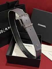 Chanel Belt Lambskin Metal Gray Gold Black 4.8cm - 2