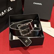 Chanel Belt Calfskin Metal Black Silver 4.8cm - 1