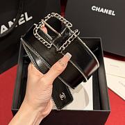 Chanel Belt Calfskin Metal Black Silver 4.8cm - 5