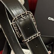 Chanel Belt Calfskin Metal Black Silver 4.8cm - 4